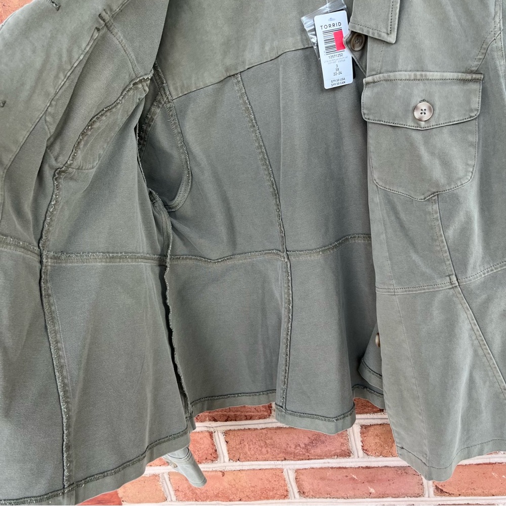 Light olive tility jacket, cotton spandex blend -torrid 3X - Picture 8 of 8